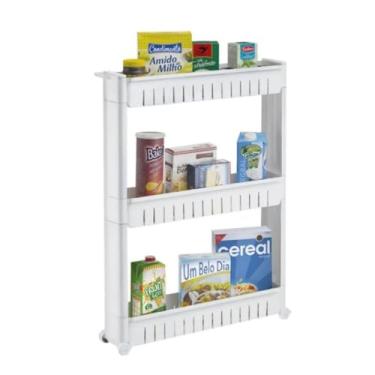 Imagem de Prateleira Carrinho Multiuso Organizador Lateral 3 Andares Cozinha e Lavanderia