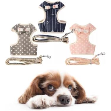 Imagem de Coleira Peitoral para Cachorros e Guia Estampada Yorkshire Shih-Tzu (G, Cinza)