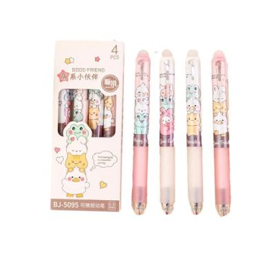 Imagem de Joucien 4 peças/caixa - 0,5 mm apagável a quente e caneta neutra prensada azul fácil de limpar neutra térmica - (companheiro) pacote com 4 caixas-azul