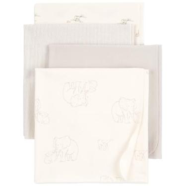 Imagem de Carter's Cobertores unissex para bebês, pacote com 4 (elefante creme)