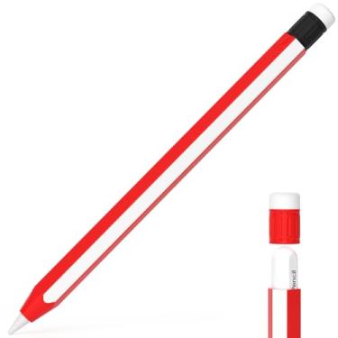 Imagem de AZF Estojo compatível com Apple Pencil 2ª geração, capa de silicone antiderrapante, suporta carregamento magnético e toque duplo. Branco + vermelho