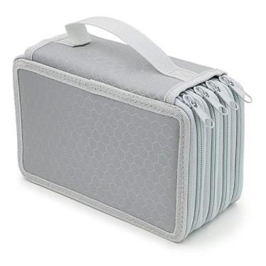 Imagem de Estojo para lápis de grande capacidade, multifuncional, 4 andares, 72 furos, bolsa para canetas, arte, desenho, pintura, armazenamento, material escolar, artigos de papelaria. (Cinza)