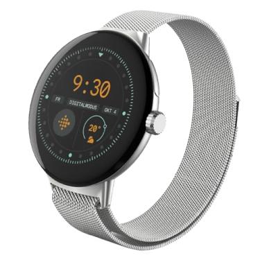 Imagem de MiKoyi Pulseira de metal para Google Pixel Watch/Watch 2, pulseira de substituição de malha de aço inoxidável sem lacunas para Google Pixel Watch/Watch 2 - prata