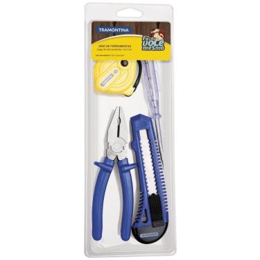 Imagem de Kit De Ferramentas Tramontina Com Alicate Estilete Chave Teste E Trena 4 Peças