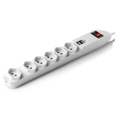 Imagem de Filtro de linha com 6 tomadas e 2 usb 3 pinos 1,5M Cabo - A.R Variedad