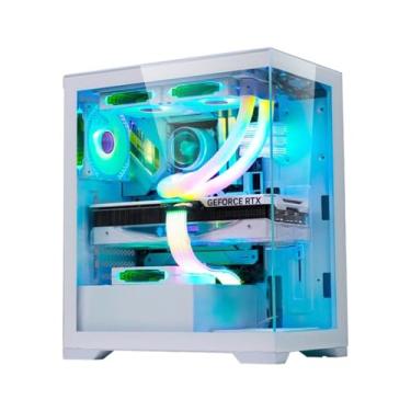 Imagem de Gabinete Gamer K-Mex Poseidon CG-11G4 - Mid Tower, USB 2.0x2+3.2, Aquário, Vidro Panorâmico - Branco