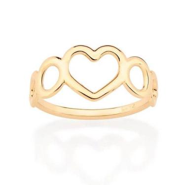 Imagem de Anel banhado ouro 3x 24k 18k e 22k feminino rommanel 4 círculos e cora