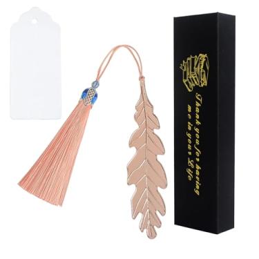 Imagem de Presente de apreciação de marcador de página de folha de metal: kit de marcador de livro personalizado fofo engraçado exclusivo com borla de contas, cartão branco em branco e caixa para meninos e