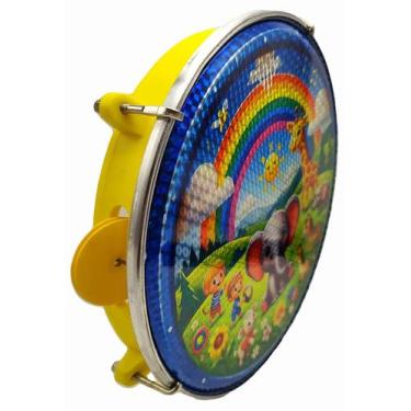 Imagem de Pandeiro Infantil Junior 8 Pele Holografica Abs Elefante AM - VIP Perc