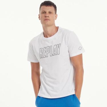 Imagem de Camiseta Replay Estampada Masculina, Branco, P