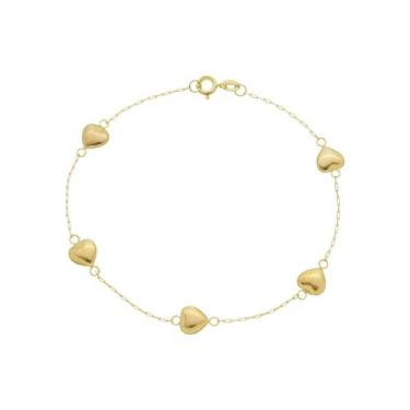 Imagem de Pulseira Coração Ouro 18k Maciça 18cm Feminina - DR Joias