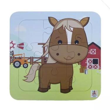 Imagem de Quebra-Cabeça 9 Peças Cavalo em Madeira - Edukabrink