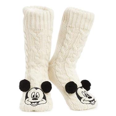 Imagem de Disney Stitch Pantufa para mulheres, adolescentes, quentes, meias para cama, meias antiderrapantes, presentes para ela, Bege, Medium