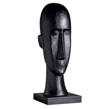 Imagem de Ioensy Escultura de estatueta humana abstrata, decorações de presente, cabeça, estátua de resina, figura de mesa para inauguração de casa, armário de loja, Preto