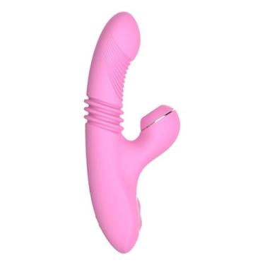 Imagem de Vibrador e Sugador Com movimento de Vai e Vem Rabbit Lucky - Rosa
