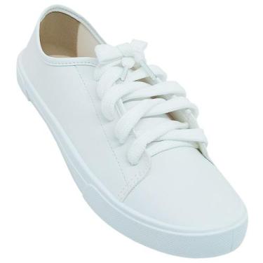 Imagem de Tênis Feminino Moleca Cano Baixo Cadarços Ajuste, Branco, 35