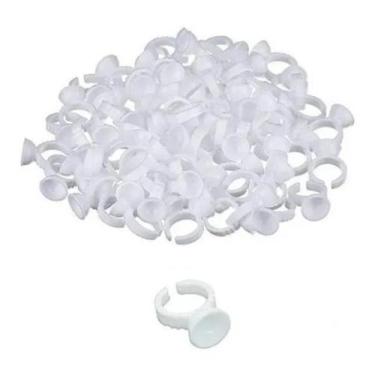 Imagem de Anel Descartável C/ 100 Para Cola Extensão De Cilios Branco - Shopmicr