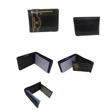 Imagem de Carteira Masculina Porta Cartão Moeda Cédula Clássico Moda Couro - Águ