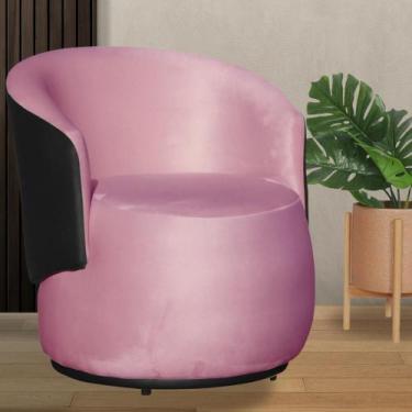 Imagem de Poltrona Organica Beatriz Veludo Rosa Chiclete C/ Composê Corano Preto