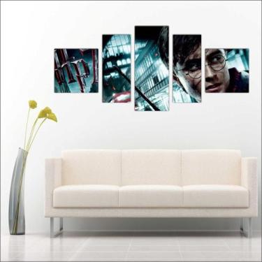 Imagem de Quadro Decorativo Harry Potter Decoração Salas Quartos Mosaico 5 Peças