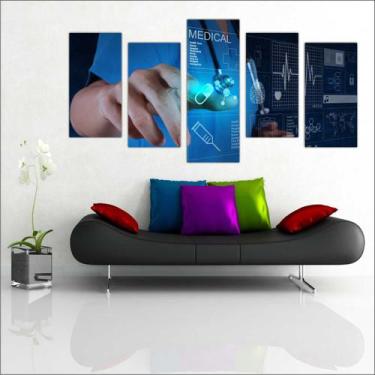 Imagem de Quadro Decorativo Medicina Médicos Consultórios Salas 5 peças com Mold