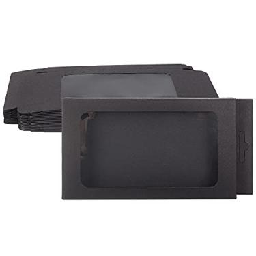 Imagem de BENECREAT Pacote com 20 caixas de papel Kraft com janela transparente, 17,78 x 8,9 x 1,5 cm, caixas de embalagem de presente pretas para padaria, biscoitos, bolos, doces, lembrancinhas de festa de casamento