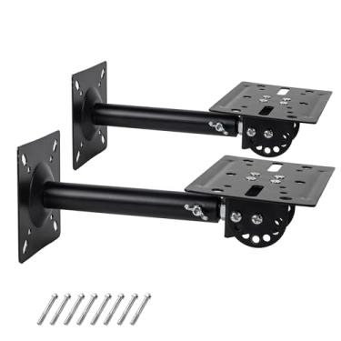 Imagem de Nbguigdstr Suportes resistentes para parede, teto ou prateleira para alto-falantes suportam até 36 kg | Suportes de alto-falante e suporte | Giratório e inclinação ajustáveis (2 pacotes, preto)