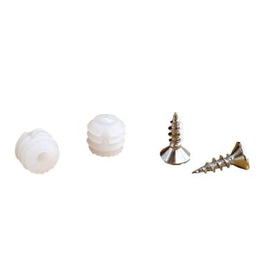 Imagem de GIFTED LUGAR 50 conjuntos de inserções de cavilha de plástico de 8 x 8 mm com parafusos para dobradiças de porta de armário de cozinha, branco, GFFDH3S5-2
