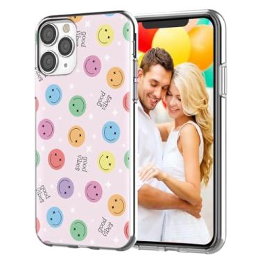 Imagem de ARTIOSIT Capa para iPhone 12, capa para iPhone 12 Pro, capa protetora completa à prova de choque fina macia TPU transparente para meninas mulheres homens iPhone 12/12 Pro, desenho animado bonito rosto