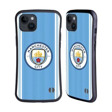 Imagem de Head Case Designs Capa híbrida oficialmente licenciada pelo Manchester City Man City FC Home 2023/24 Kit de crachás compatível com Apple iPhone 15 Plus