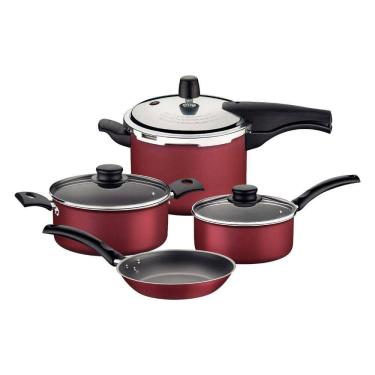 Imagem de Jogo De Panelas Tramontina Turim 4 Peças Vermelho Em Alumínio Antiaderente Starflon Max