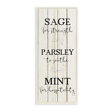 Imagem de Stupell Industries Placa de parede Sage Herb Kitchen Sala de jantar com textura de madeira, 18 x 43 cm, multicolorida