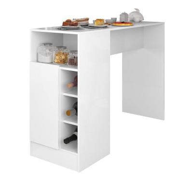 Imagem de Bancada Gourmet Para Cozinha De 136,5 Cm C- 1 Porta E Nichos Branco Branco