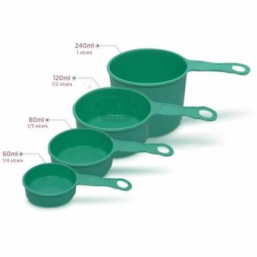 Imagem de Xicara Medida 4 (Quatro) Peças Colher de Chá e Sopa Candy (Verde-Claro