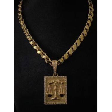 Imagem de Cordão friso s 8mm + pingente direito - banhado a ouro 18k - ToJoia18k