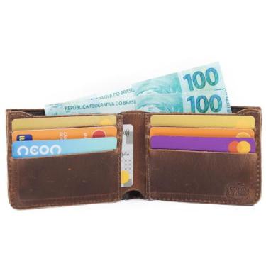 Imagem de Carteira Masculina De Couro Porta Cartões Cédulas Notas Use Young - Pa