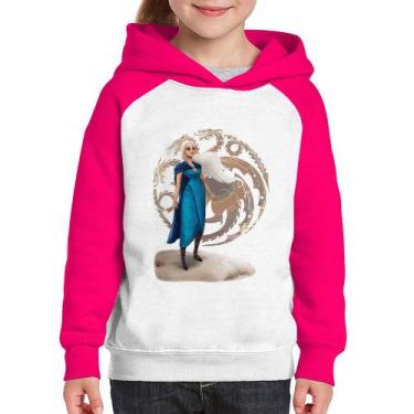 Imagem de Moletom Infantil Daenerys Targaryen Art - Foca na Moda, Branco, Rosa, 