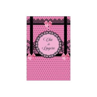 Imagem de Painel De Festa Vertical 1,50 x 2,20 - Chá de Lingerie Rosa com Preto 