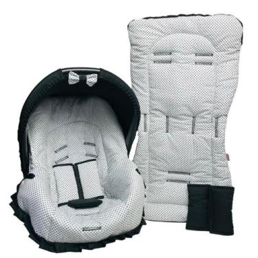 Imagem de Capa de bebê conforto e capa carrinho - poá branco - ALAN PIERRE BABY