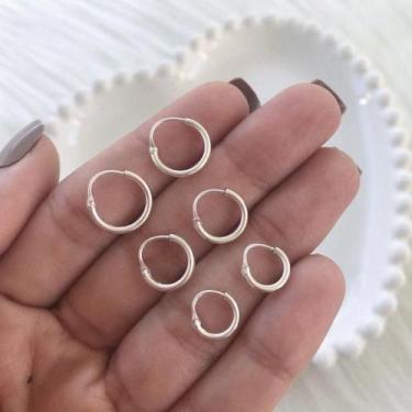 Imagem de Trio de Brincos de Argolas Lisas Pequenas Prata Pura - Geovana Tomaz J