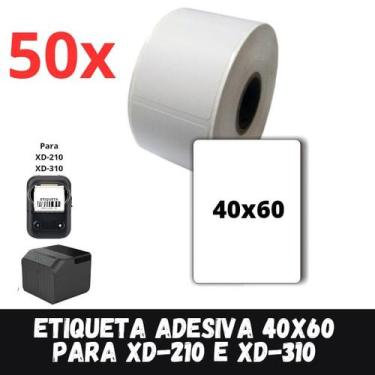 Imagem de 50 Rolos De Etiqueta Térmica para XD210 XD310  - 40x60 - Xd Mega impor
