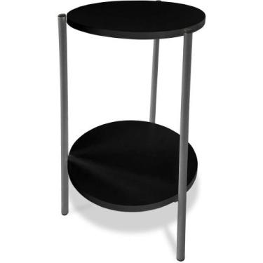 Imagem de Mesa Mesinha De Canto Redonda Decoração Qatar Industrial Prata - Genus