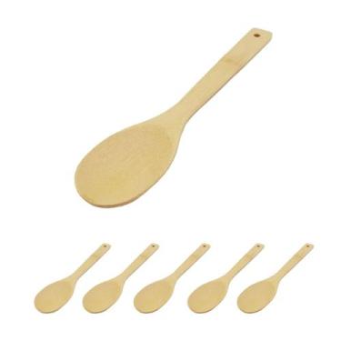 Imagem de 5 un Colher De Madeira Longa Resistente Bambu Cozinhar 30CM - Rio Tiju