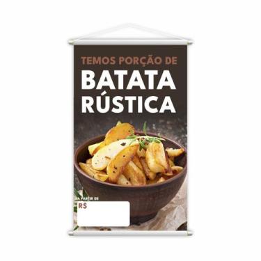 Imagem de Banner Temos Porções de Batata Rustica Lanches Lona 80x50cm - PlimShop