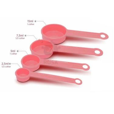 Imagem de Colher Medida 4 (Quatro) Peças Colher de Chá e Sopa Cor Rosa Polipropi