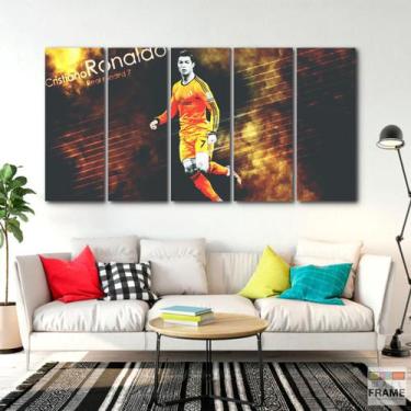 Imagem de Quadro Decorativo 5 peças Futebol Cristiano Ronaldo 140x65 - Wall Fram