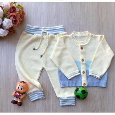 Imagem de Conjunto casaco + calça em tricot 2 peças - Dinhos baby, Amarelo