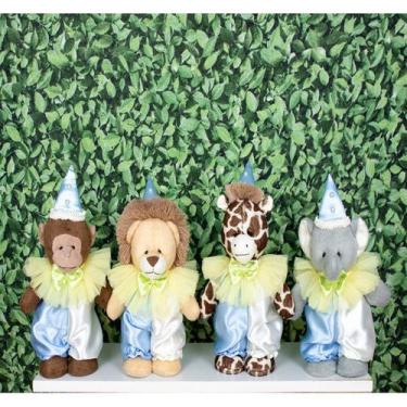 Imagem de SAFARI PELUCIA EM PÉ 25cm - LEÃO, ELEFANTE, MACACO E GIRAFA - PALHAÇO 