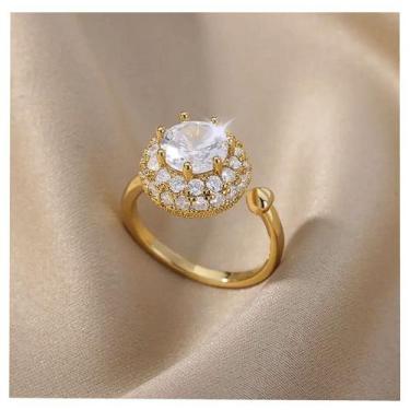 Imagem de Anel com pedras feminino ajustável - banhado a ouro 18k - ToJoia18k