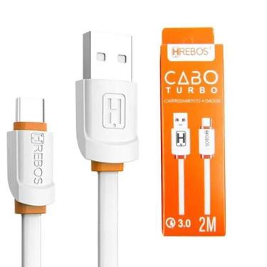 Imagem de Cabo Turbo 2m 3.1A  Tipo-C - HREBOS, Branco
